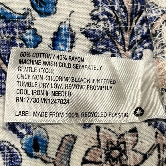 Knox Rose White and Blue Floral SHORT SLEEVE BOHO DRESS, WOMEN SIZE S - Picture 8 of 8